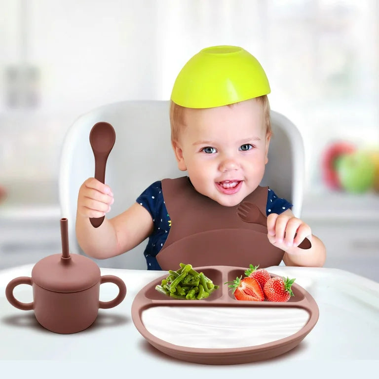 👶Juego de 8 piezas de alimentación🍝de silicona para bebés Y26