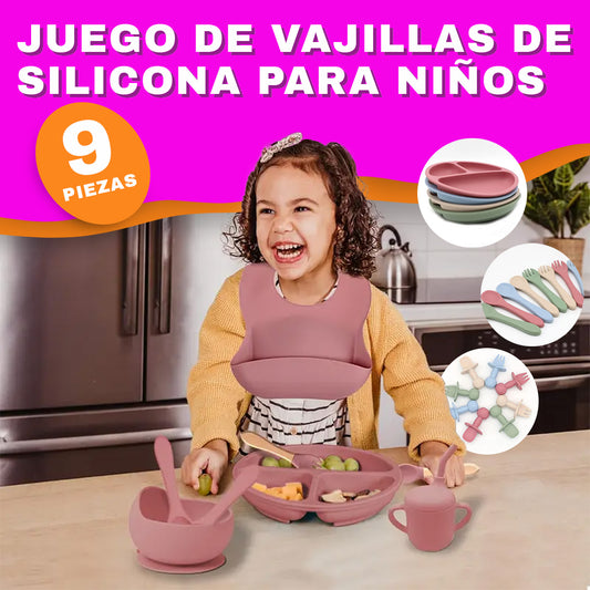 🐣JUEGO DE VAJILLAS DE SILICONA PARA NIÑOS 🍽️😀  ⭐⭐⭐⭐⭐