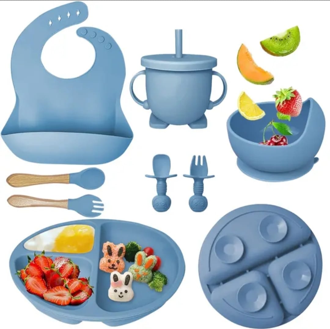 👶Juego de 8 piezas de alimentación🍝de silicona para bebés Y26