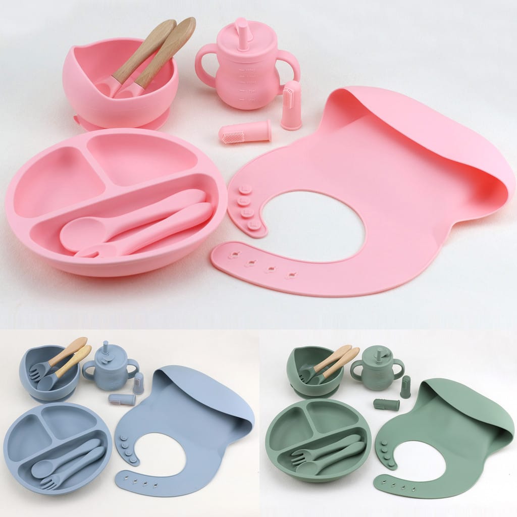 👶Juego de 8 piezas de alimentación🍝de silicona para bebés Y26