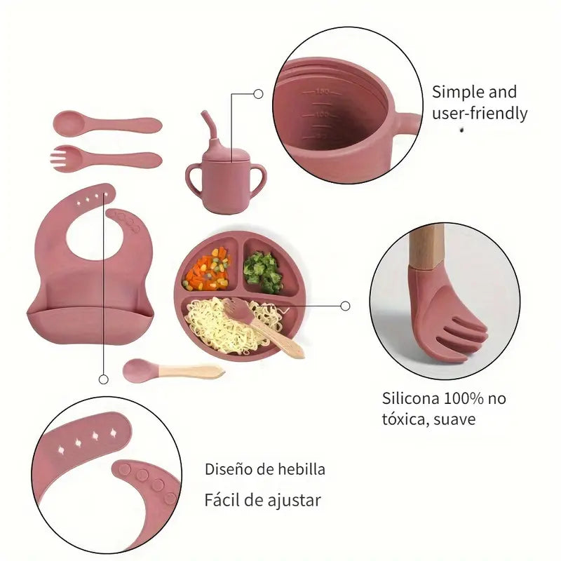 🐣JUEGO DE VAJILLAS DE SILICONA PARA NIÑOS 🍽️😀  ⭐⭐⭐⭐⭐