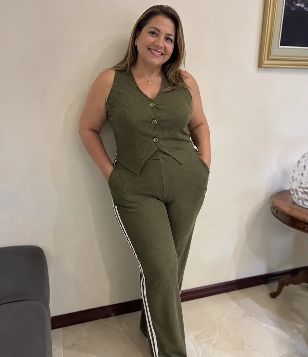⭐Conjunto 2 piezas - chaleco con botones y pantalón recto✨
