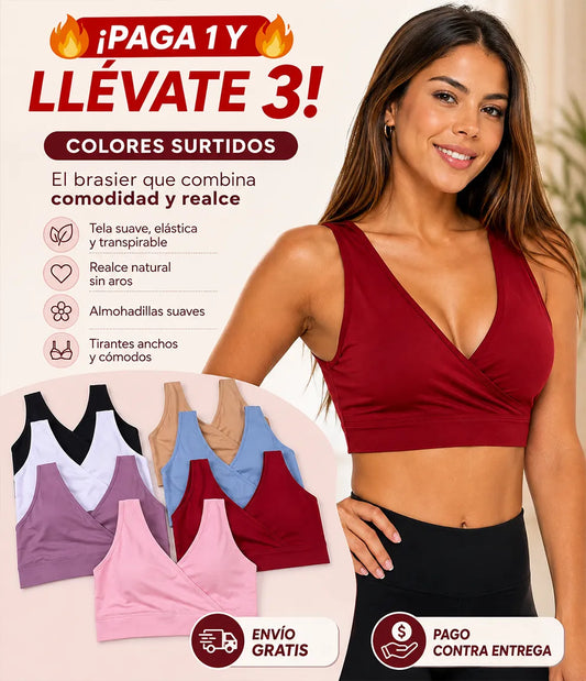Brasier transpirable de tela suave con soporte y realce natural✨