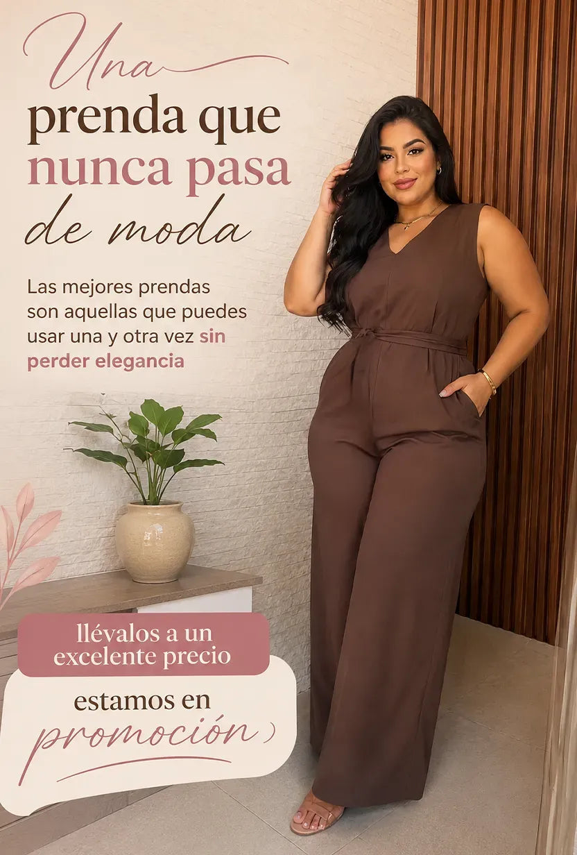 ✨Enterizo elegante de tela ligera cuello V premium😎