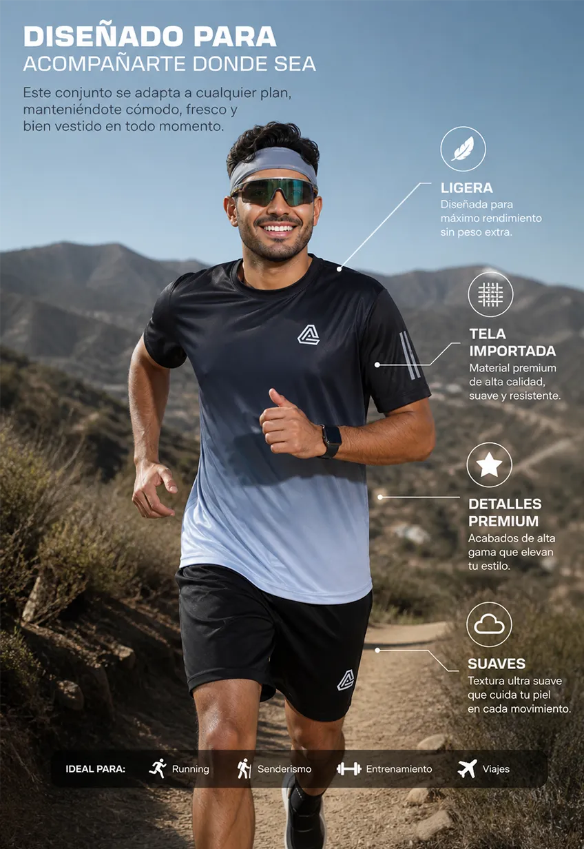 😎👌Conjunto AeroFit tela transpirable y ligera deportivo casual🏃‍♂️