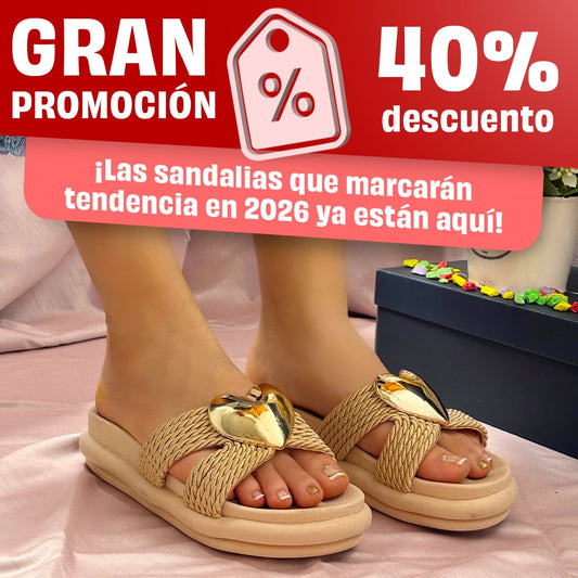 💫💛Majestuosas Sandalías Corazón Dorado💛💛 REF : 1019