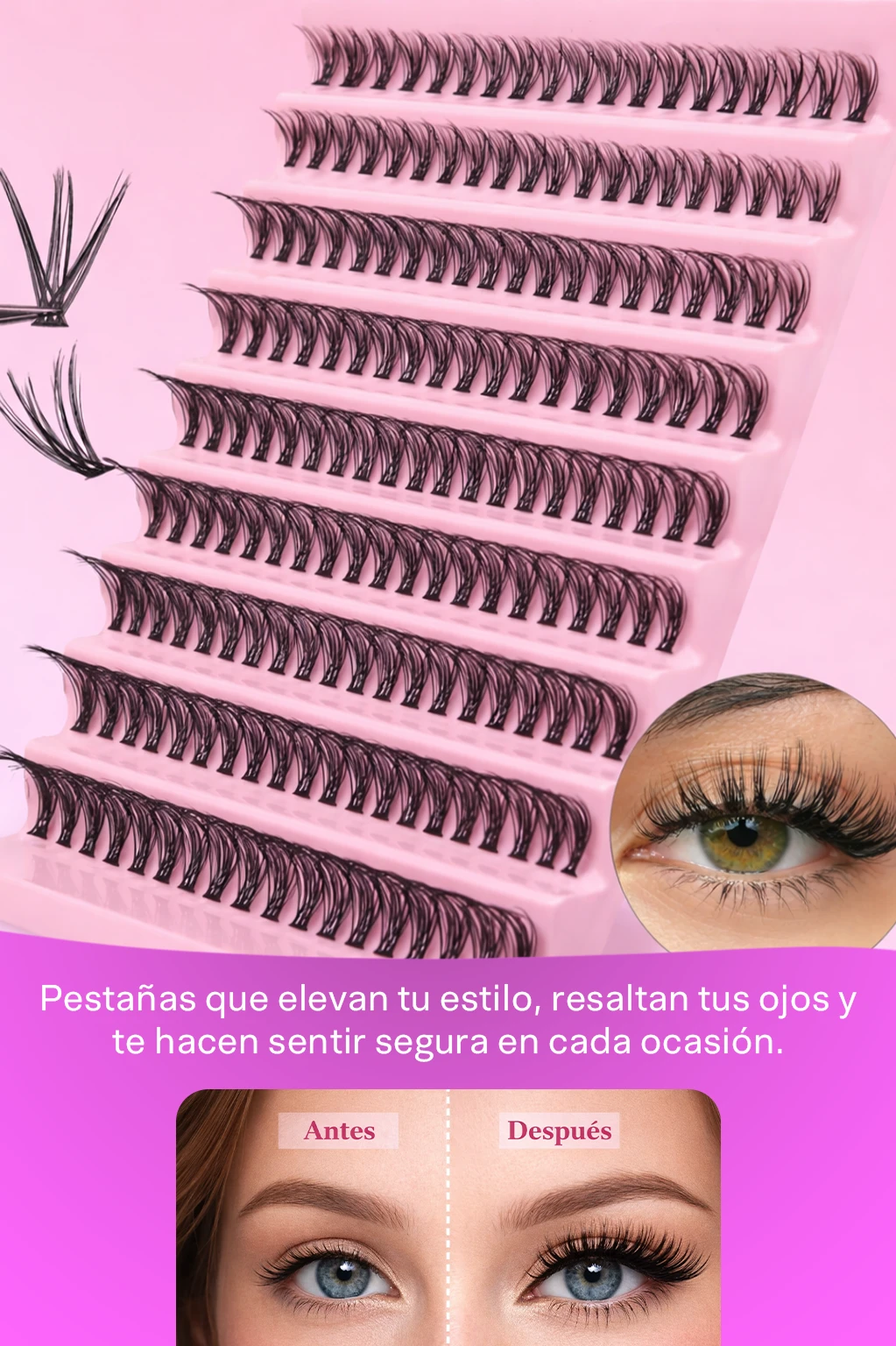 ✨ Inovadoras Pestañas en Clusters 40D – 200 Piezas🔥