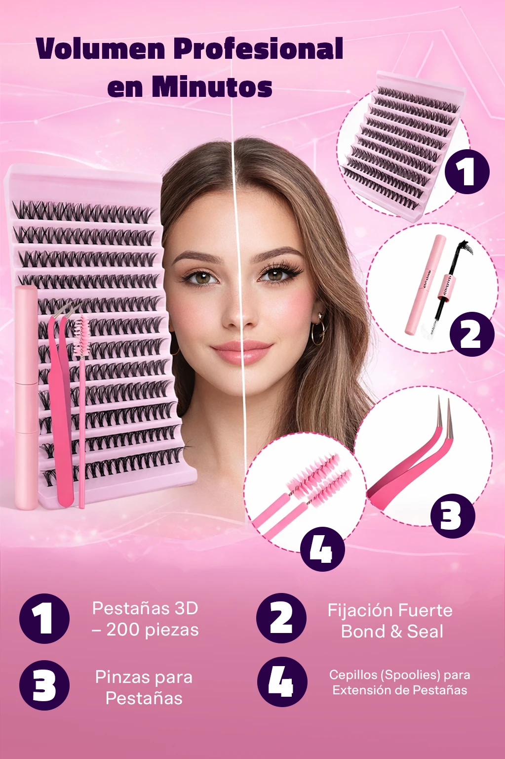 ✨ Inovadoras Pestañas en Clusters 40D – 200 Piezas🔥