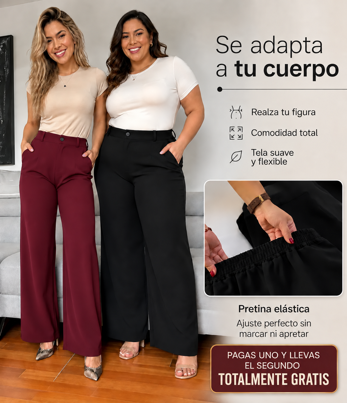 🔥 2X1 EN PANTALÓN SASTRE ACAMPANADO DE TELA FRÍA 👖✨