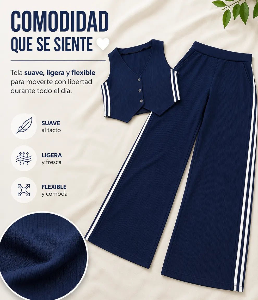 ⭐Conjunto 2 piezas - chaleco con botones y pantalón recto✨