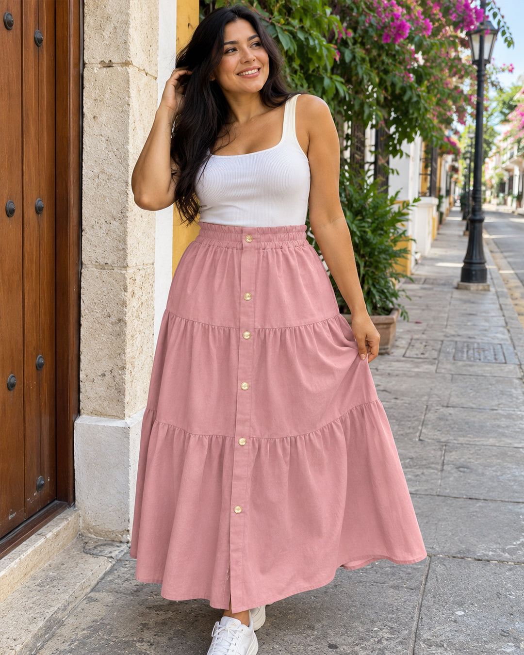 👗Falda de tela premium unicolor⭐